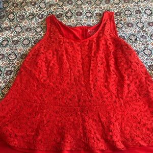 Lane Bryant Red Lace Peplum Top